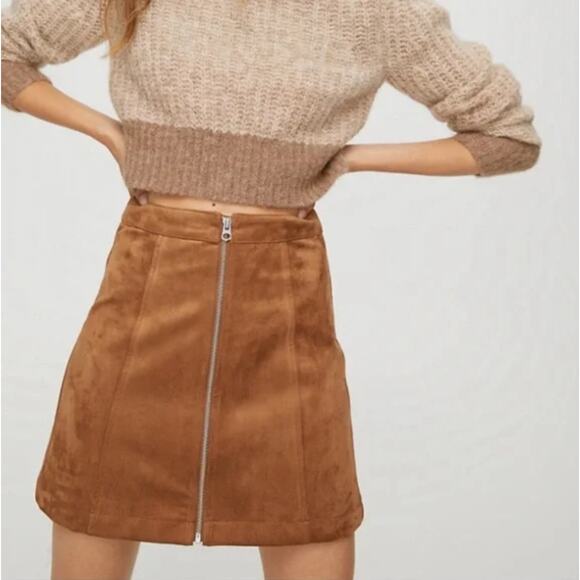 Aritzia Dresses & Skirts - Aritzia Wilfred Free Leah Faux Suede Skirt Brown